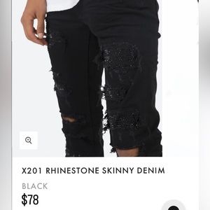 Men’s X201 RHINESTONE SKINNY DENIM jeans black used